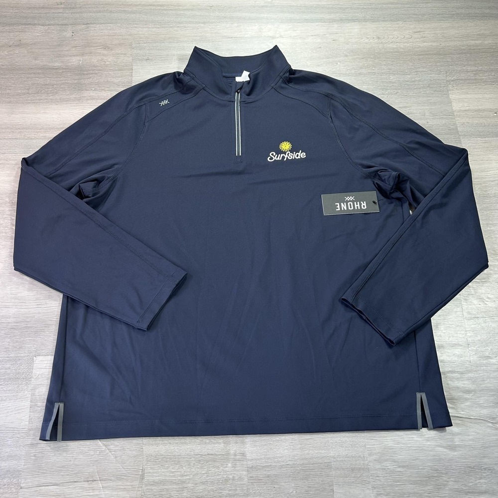 NEW Rhone Rise Pullover Mens XL Blue 1/4 Zip Long Sleeve Surfside Performance